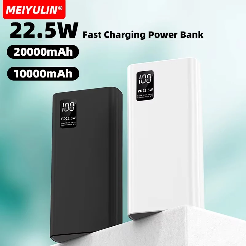 20000mAh Large Capacity Power Bank 22.5W USB C PD Fast Charger For iPhone 16 Samsung Xiaomi 10000mAh Portable External Battery