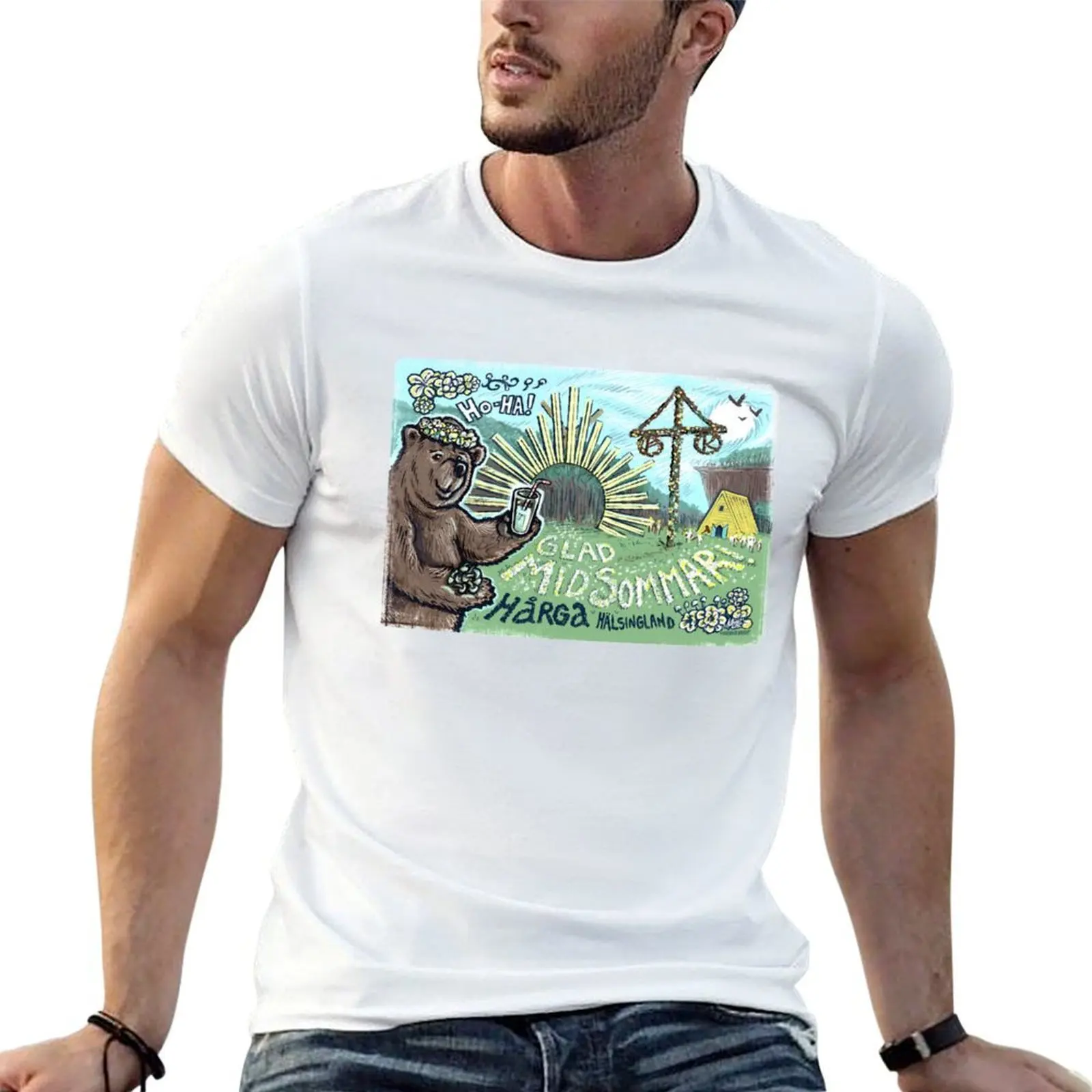 Ho-Ha, Glad Midsommar! T-Shirt valentines clothes aesthetic clothes Short sleeve tee men