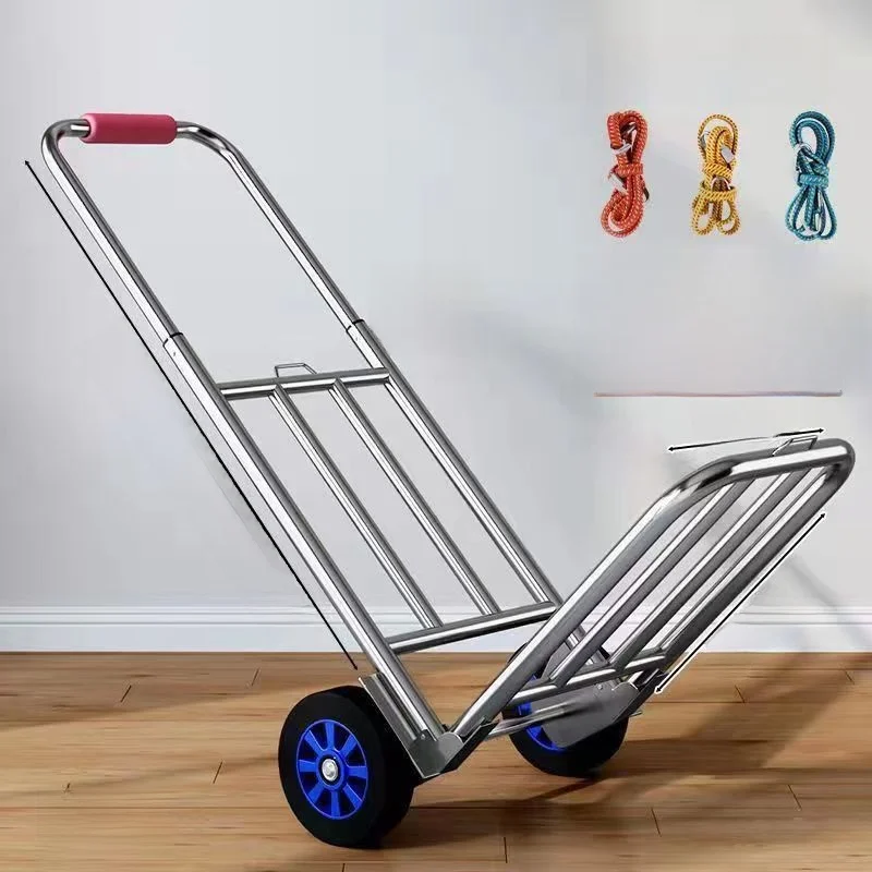 ポータブル折りたたみ式手引きショッピングカート野菜買い出しカート小型荷物運搬車家庭用ゴム車輪屋外カート