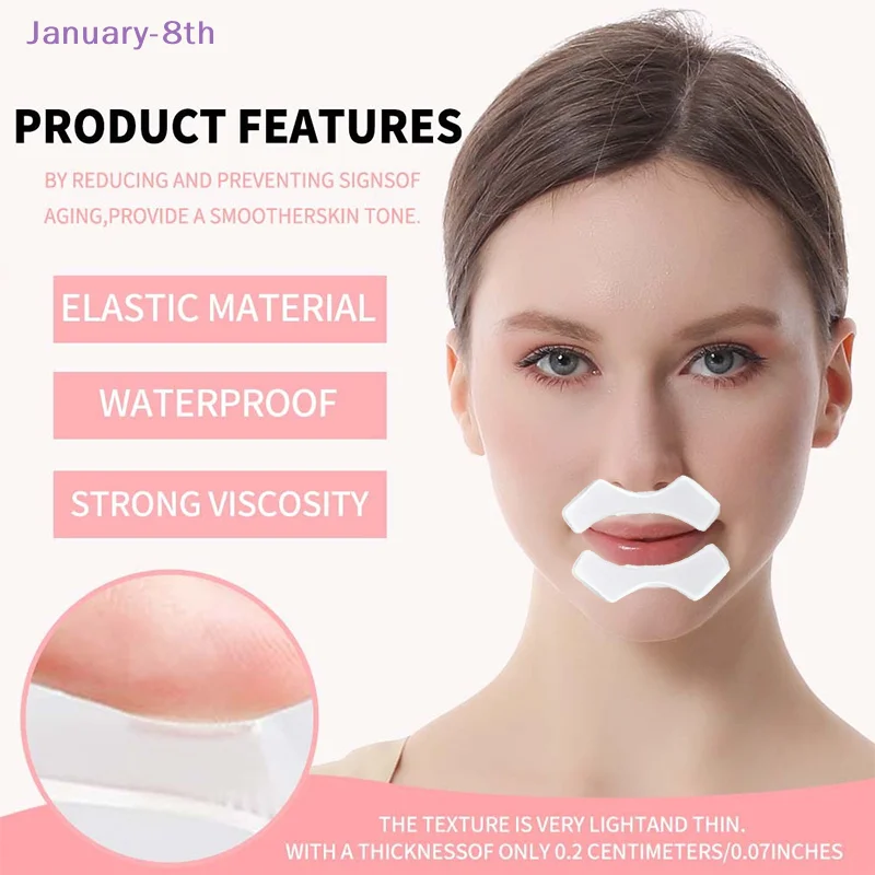 2pcs Anti-Wrinkle Lip And Smile Line Pad Reusable Silicone Gel Anti-Aging Collagen Facial Lifting Patch Prevent Lip Wrinkle