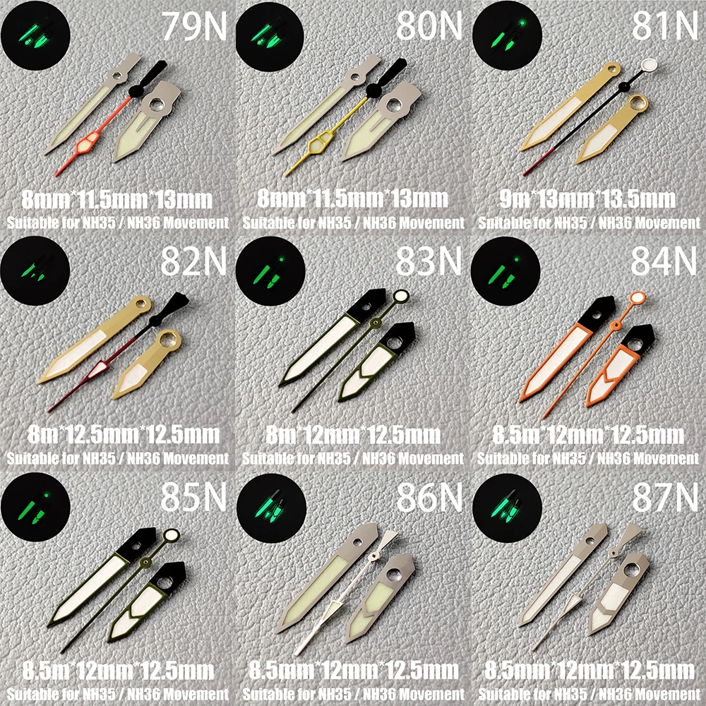 Watch Accessories Watch Hands NH35 Hands C3 Green Luminous Suitable For NH35/NH36 Movement 39N-93N