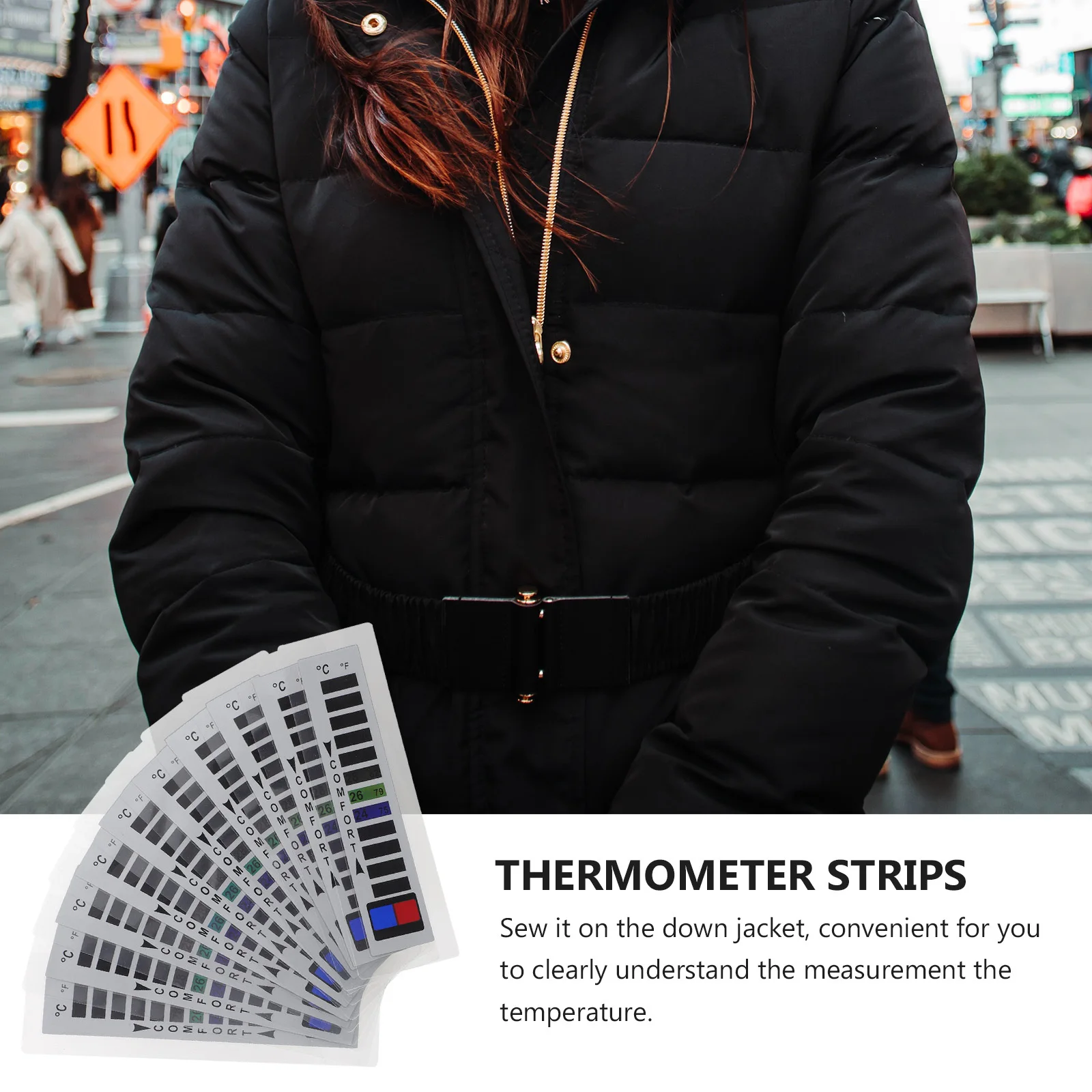 

10pcs Temperature Strips 16℃~38℃/61℉~100℉ Portable Sew-On For Down Jacket Clothes Aquarium Fish Tank Measurement Instrument