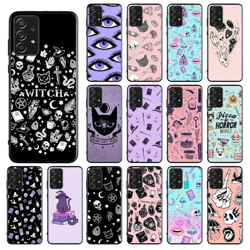 Girly Pastel Witch Goth Case for Samsung Galaxy A35 A55 A54 A15 A25 A05s A05 A22 A24 A52 A33 A34 M34 M14 M54 M23 Funda Coque