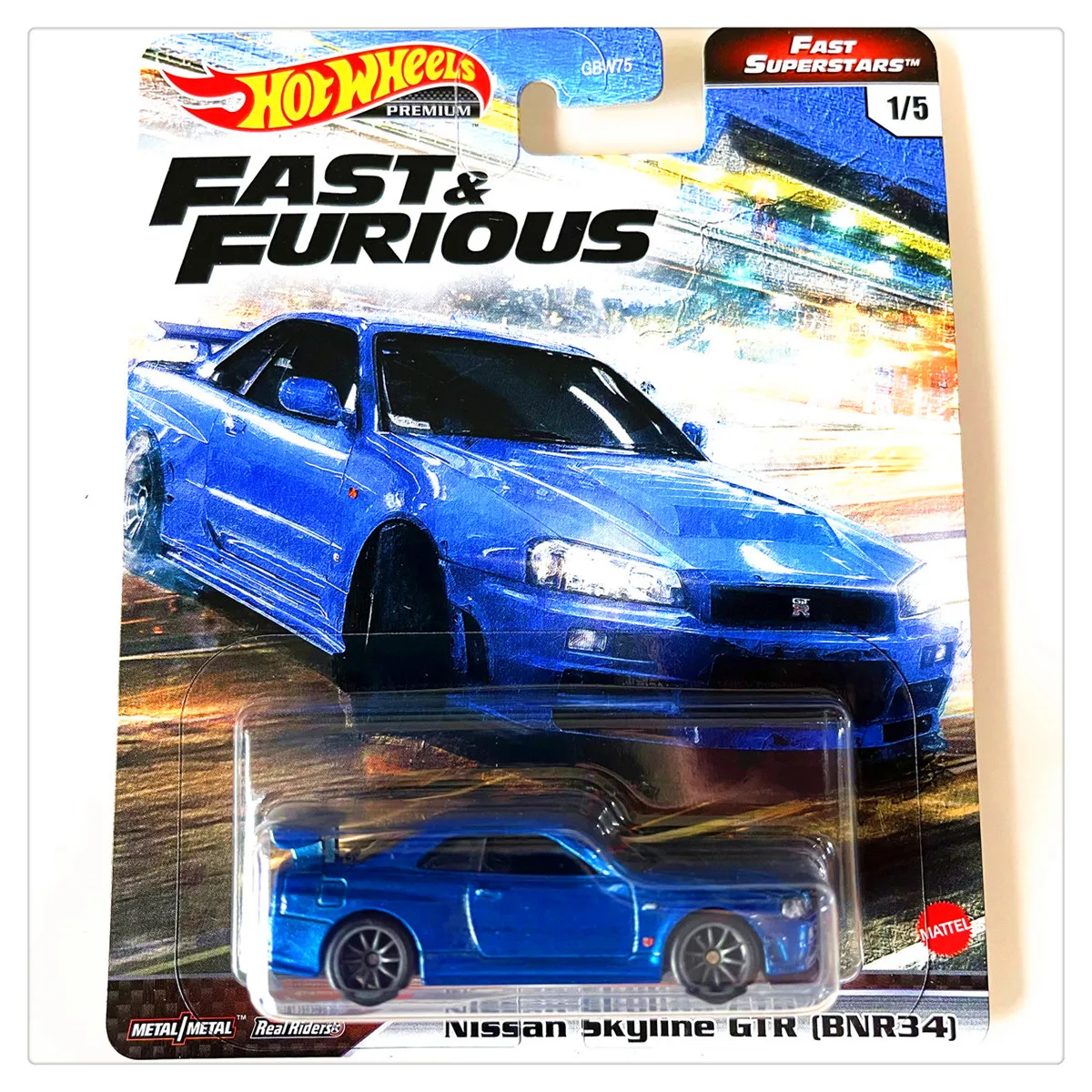 Hot Wheels  Original Fast And Furious Series Gbw75 Car Model Alloy 1/64 R34 Chevell Ss Dodg Charger Cars Model Collection Gift