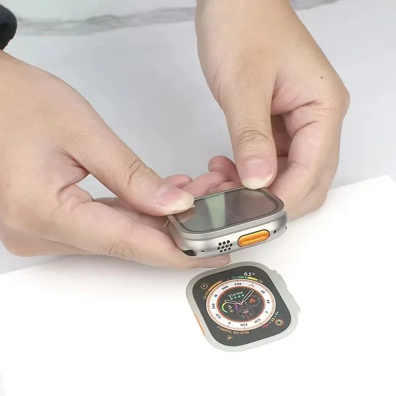 حافظة معدنية من سبائك الألومنيوم لساعة أبل الترا 3-2-1 49 مللي متر إطار غطاء حماية مقاوم للخدش + ملحقات طبقة من الزجاج المقسى عالي الدقة #3