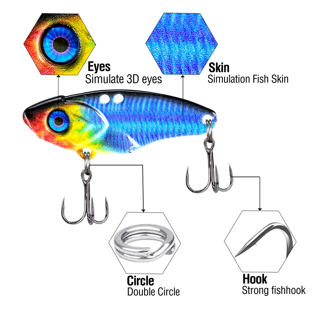 1Pc Metal Sinking Jig 7g/10g/15g Spinner Spoon VIB 3D Printing Casting Lure Artificial Hard Bait For Bass Trout view 5