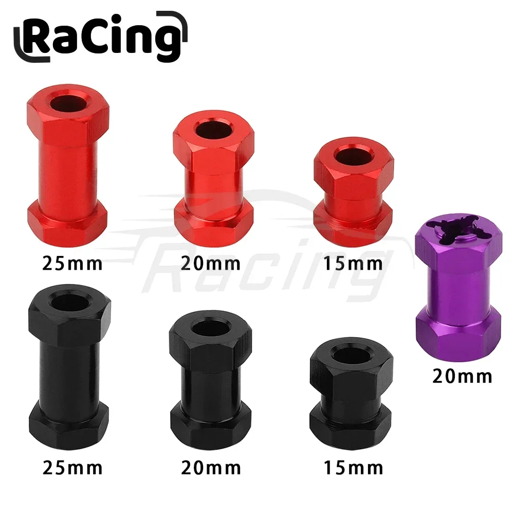 4x 1/10 Aluminum 12mm Wheel Hex Hub 15/20/25mm Extension Coupler Adaptor for RC Crawler Car Parts AXIAL AX10 SCX10 D90 CC01 F350