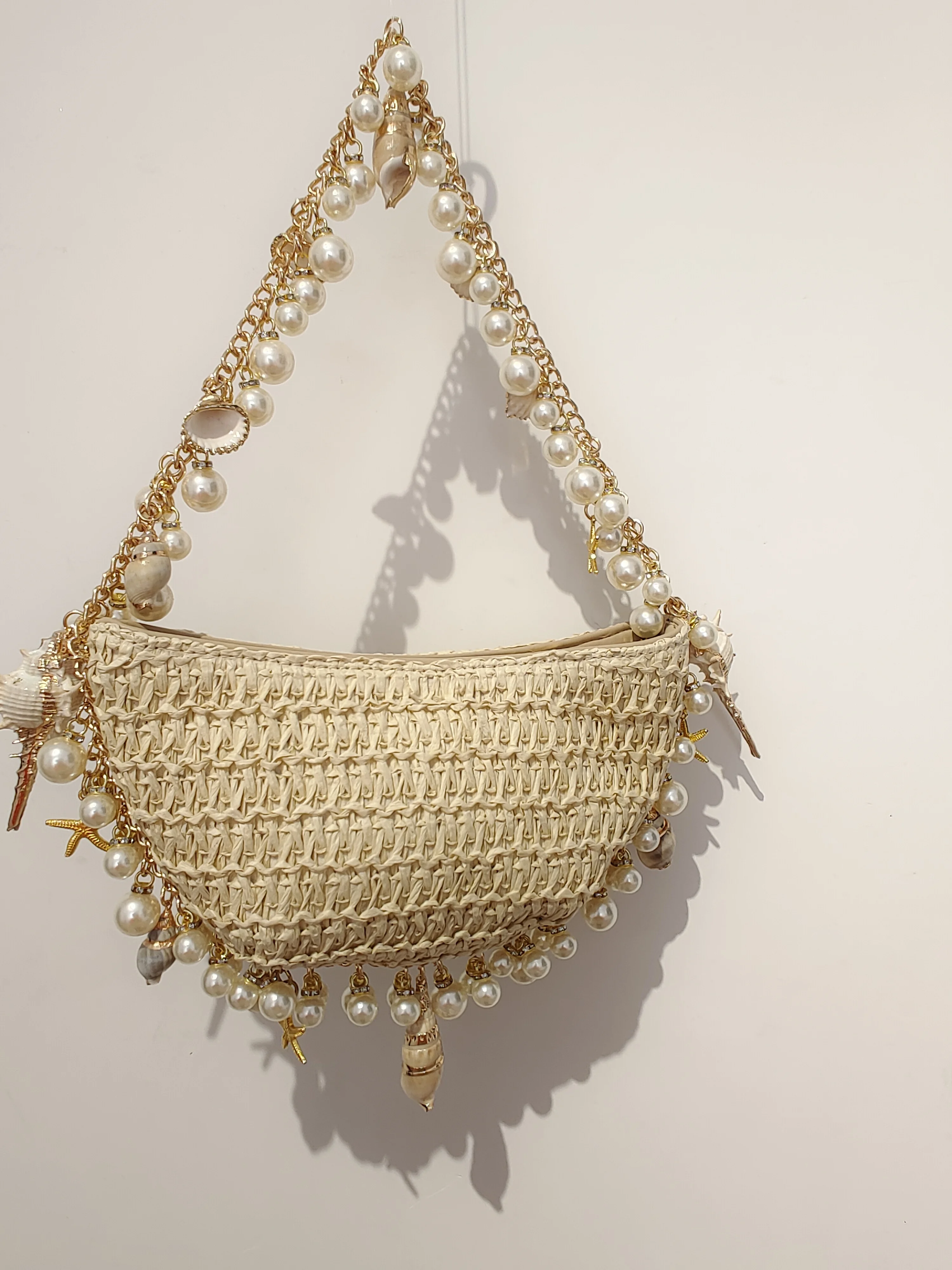 Beach Breeze Sea grass seashell pearl bag hand armpit bag