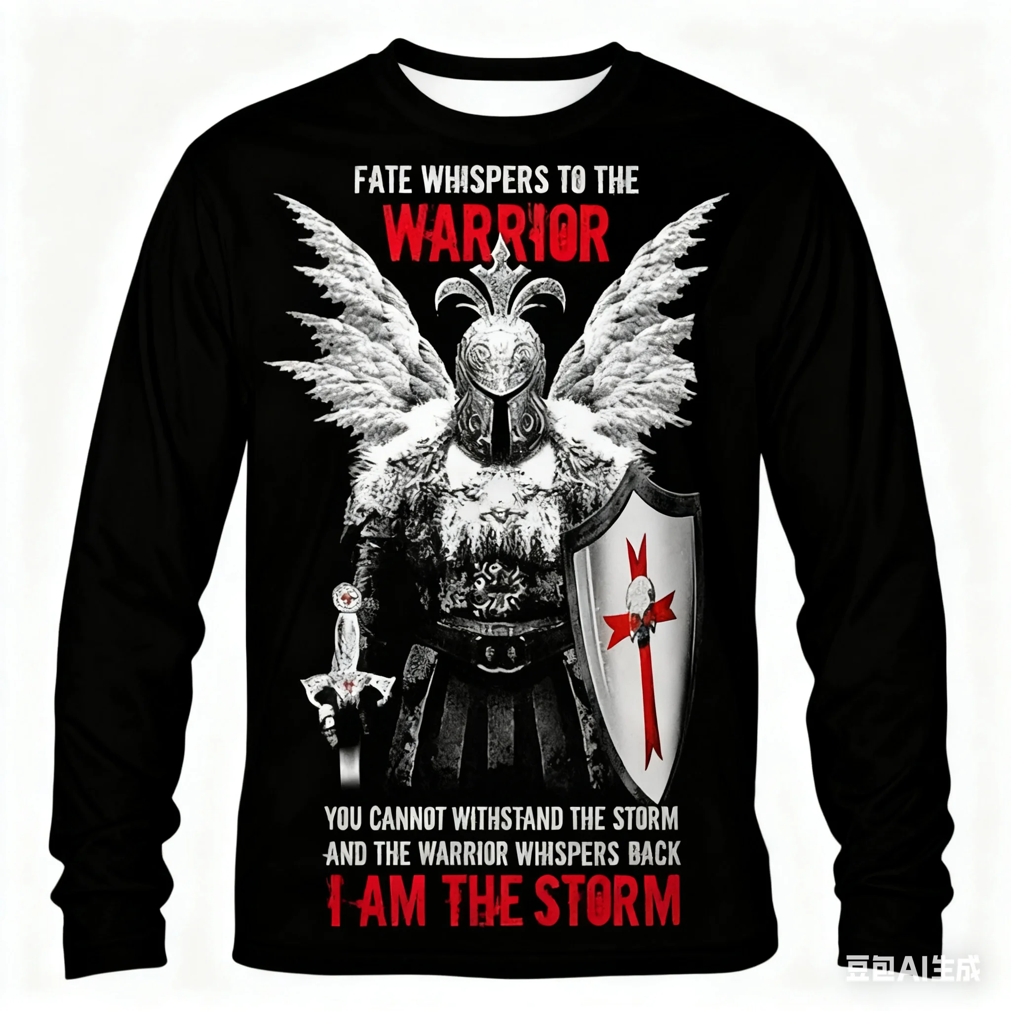 

Crusader Knights Print Men's T Shirt Hip Hop Trend Harajuku Vintage Clothes Casual O-neck Long Sleeve T-shirt Spring Autumn Tops