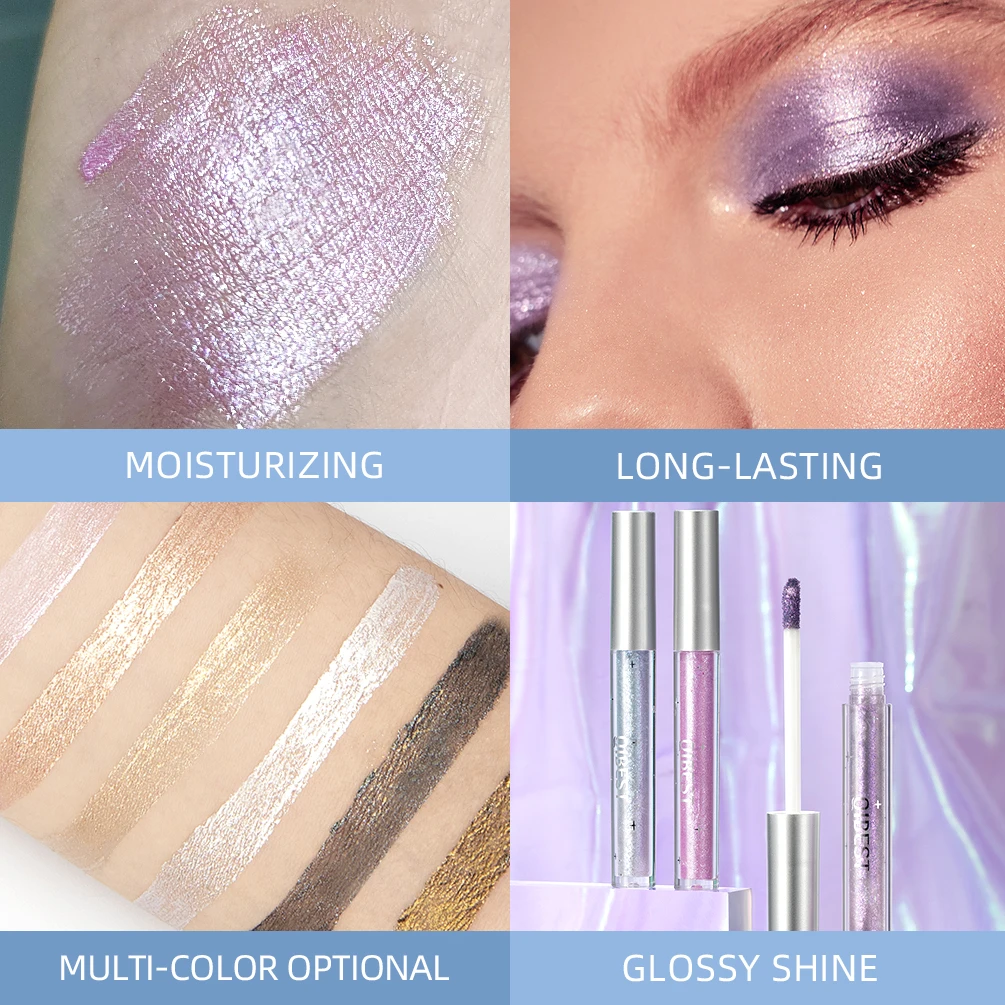 Qibest Glitter Vloeibare Oogschaduw Langdurige Parelmoerachtige Glanzende Oogschaduw Pailletten Liggend Zijderups Glinsterende Ogen Make-Up Cosmetica