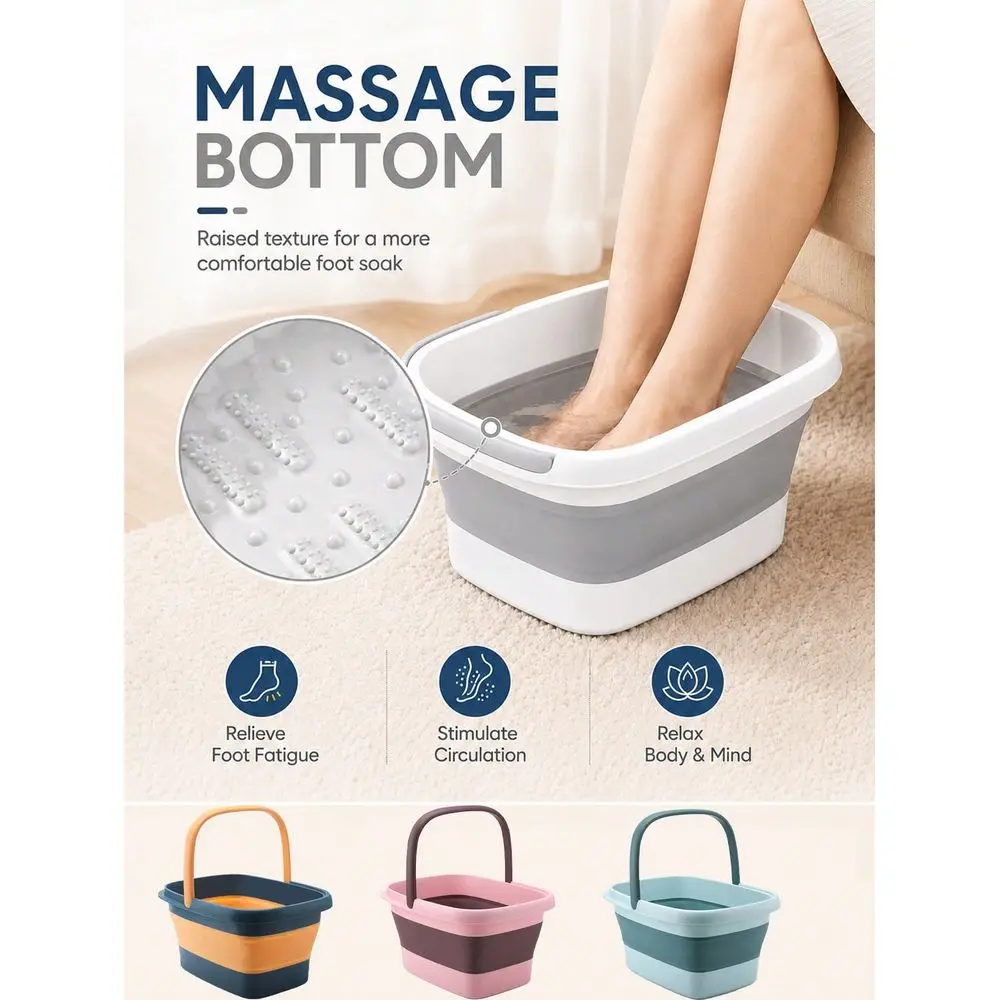 Foldable Foot Bath Basin Designed For Foot Soaking, Equipped With Plastic Tub With Handle And Built-In Acupressure Massage Points, Can Relieve Pain, Suitable For Foot Massage And Home Spa Care - view 6
