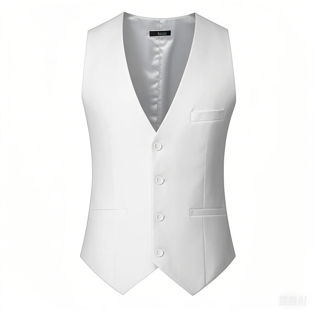 Neue modische britische Herren-Anzugweste in Uni-Farbe, ärmellose Weste, geeignet als Taillenumhang für Hochzeiten und Partys. – Detail 12
