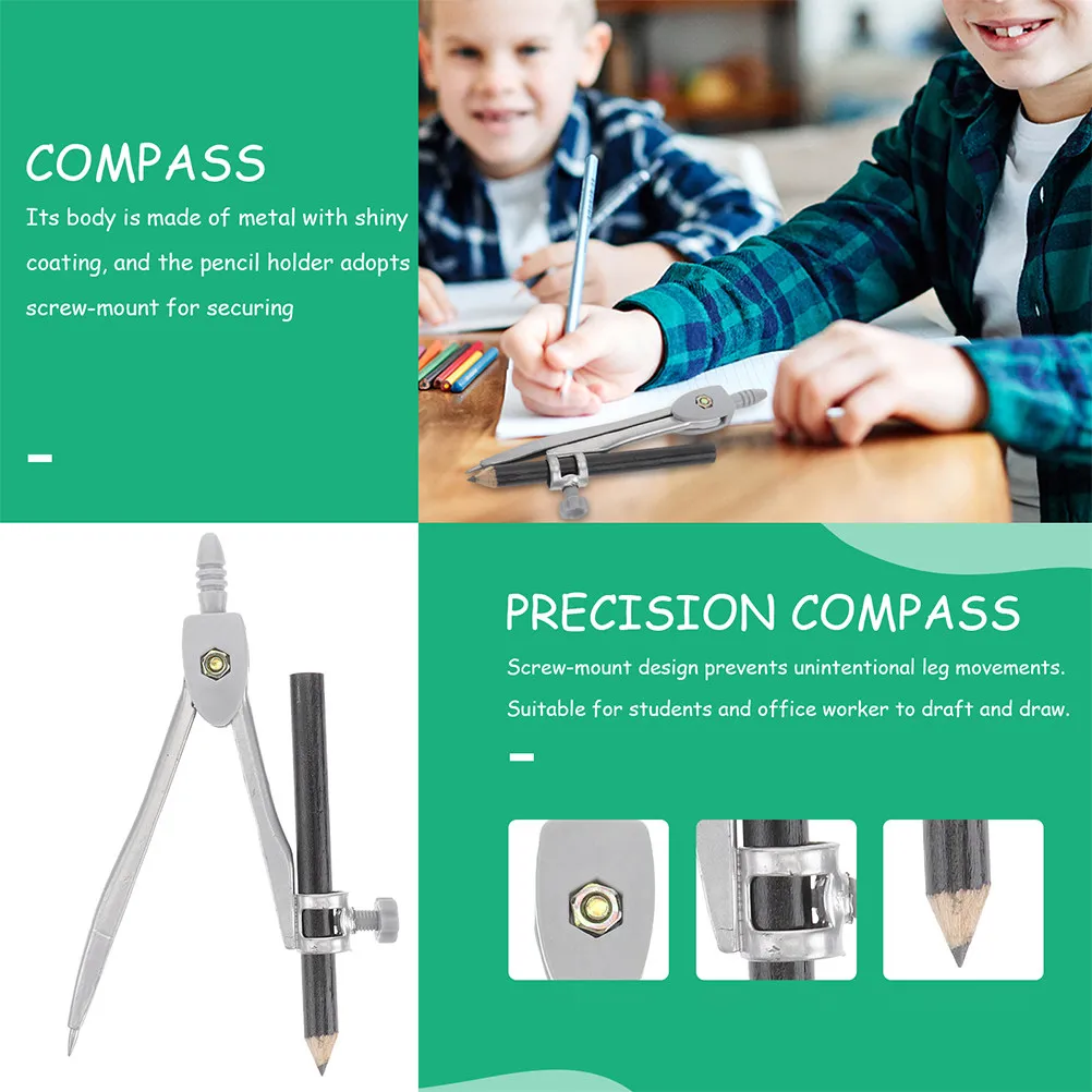 5Pcs Geometry Compass Drawing Tools Hard Tip Non Slip Handle for School Office Drafting Math Circle Drawing Equipment