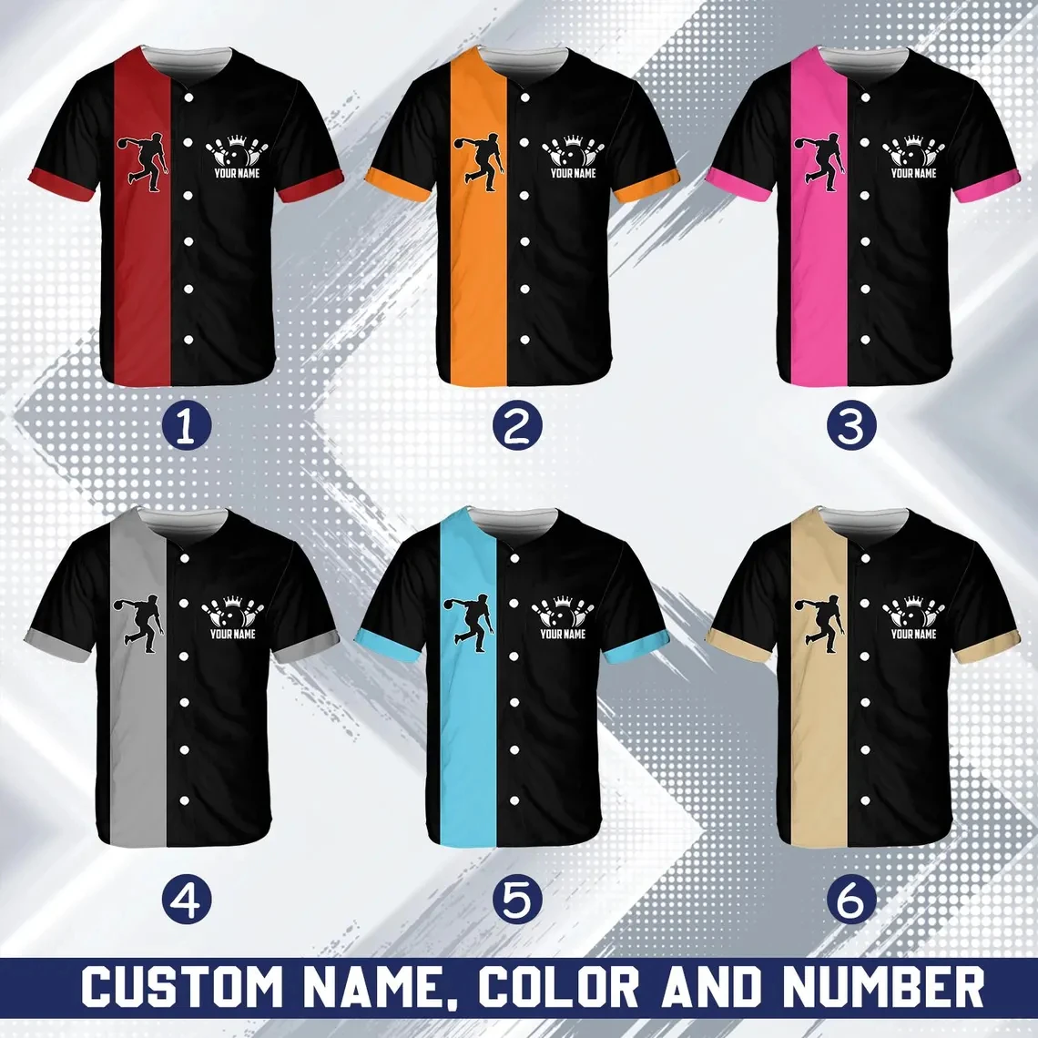 Uniforme de Béisbol Personalizado con Diseño de Bloques de Color, Nombre del Equipo y Nombre Personalizado, Camiseta Holgada Unisex de Manga Corta