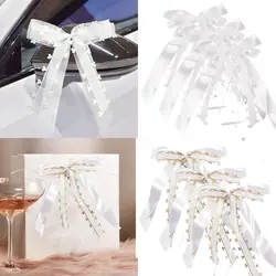 10 pçs fita arcos com amor coração casamento cadeiras de carro decoração presente envoltório fita cetim arcos festa aniversário foto prop bowknots