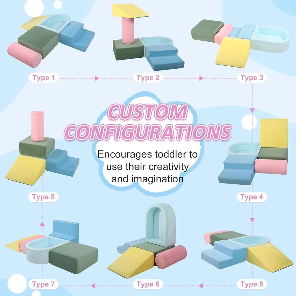 Kit da arrampicata in schiuma per neonati: set da gioco per bambini da 5 pezzi con pozzo per divertimento in interni