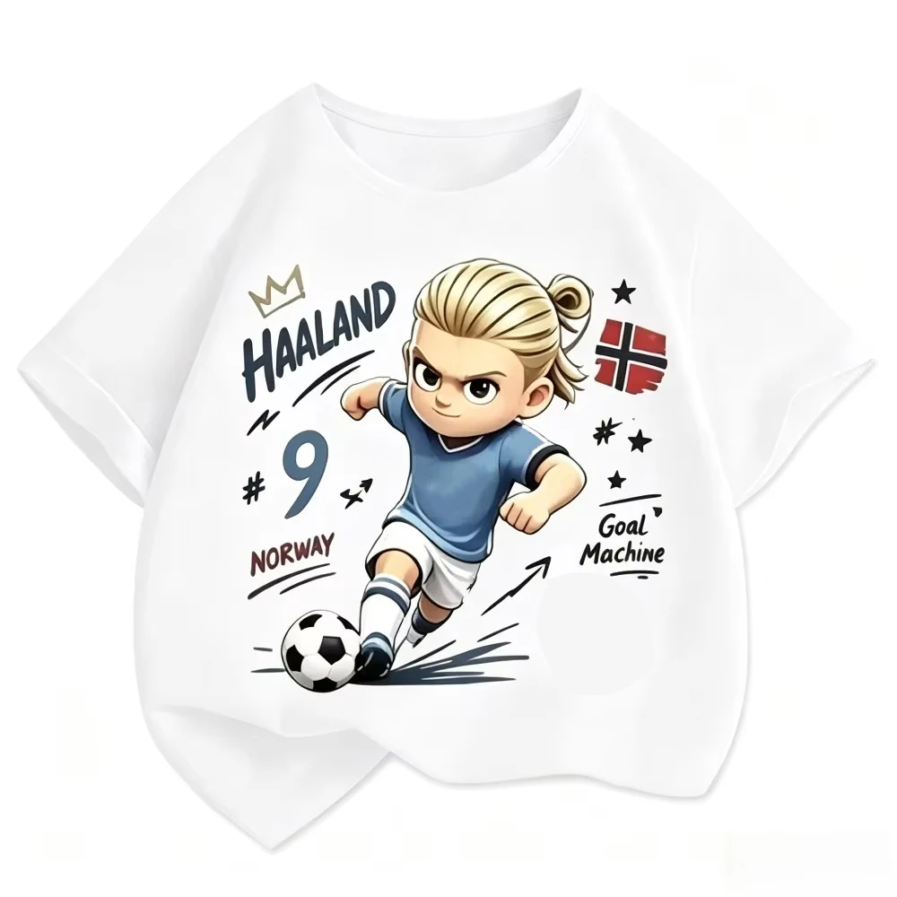 Haaland # 9 Cartoon T-Shirt Lustiges Fußball Norwegen Grafik-T-Shirt Unisex Oversized Kurzarm Erwachsene Kinder Casual Streetwear Oberteile – Detail 9
