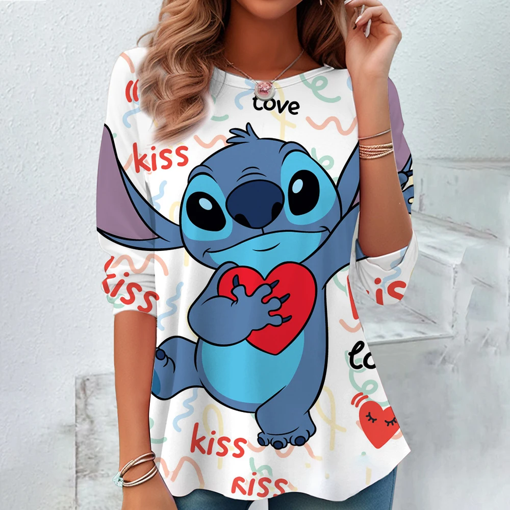 

1 женские повседневные топы с длинными рукавами, футболки с рисунком Диснея, блузка, осенне-зимняя уличная одежда, стильный пуловер y2k