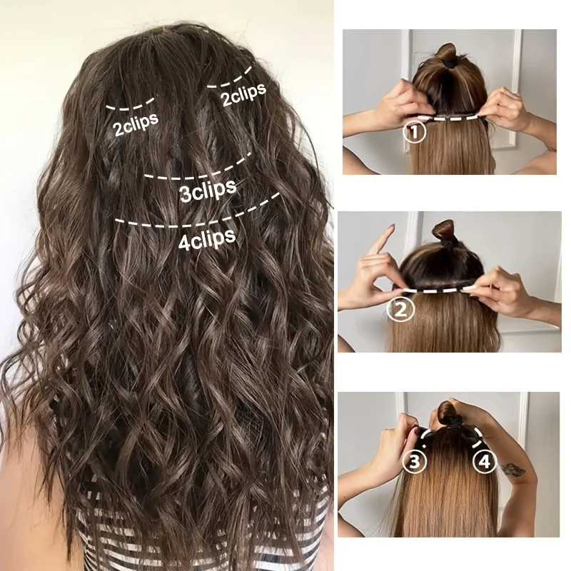 Set de 4 piezas de extensiones de cabello con clip, 11 clips, 12 pulgadas, sintéticas cortas suaves y naturales 5