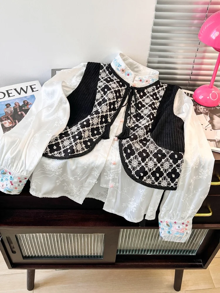 سترة مطرزة كلاسيكية Jaet للسيدات لخريف 2024 ملابس خارجية ort بطبقات وسادة كتف علوية للتنقل Sle مستديرة Ne