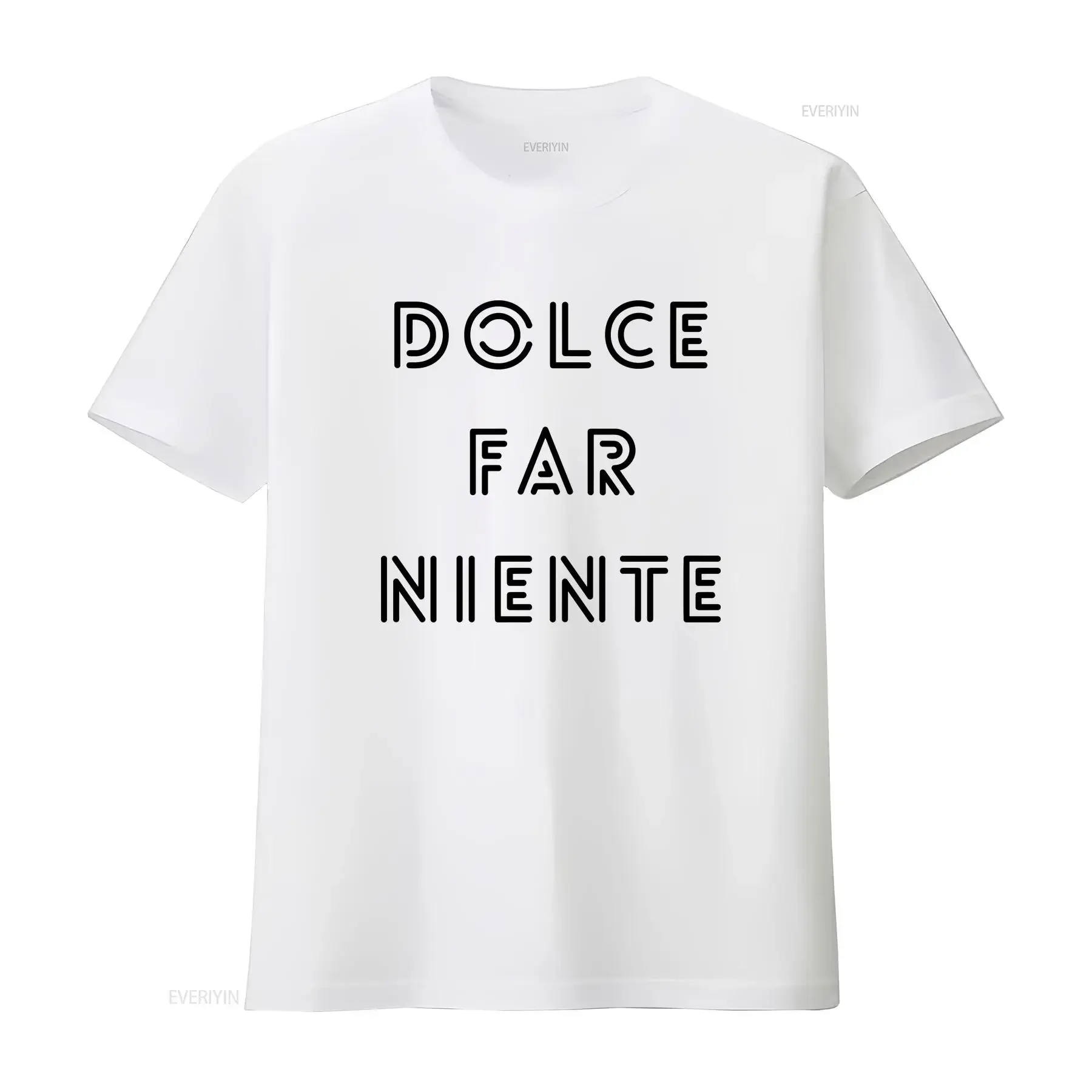 Camiseta Dolce Far Niente con Frase Italiana Significativa, Amor Propio, Autocumplimiento, Motivación, para Amantes, Estilo Vintage, Lavada, Transpirable y Elegante