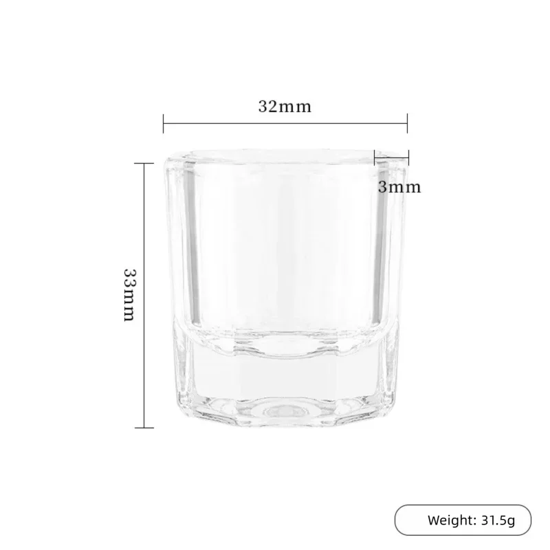 Mini Crystal Glass Clear Acrylic Small Octagonal Powder Liquid Nail Cup Nail Brush Cleaning Tools Liquid Power For Mixing Bowl