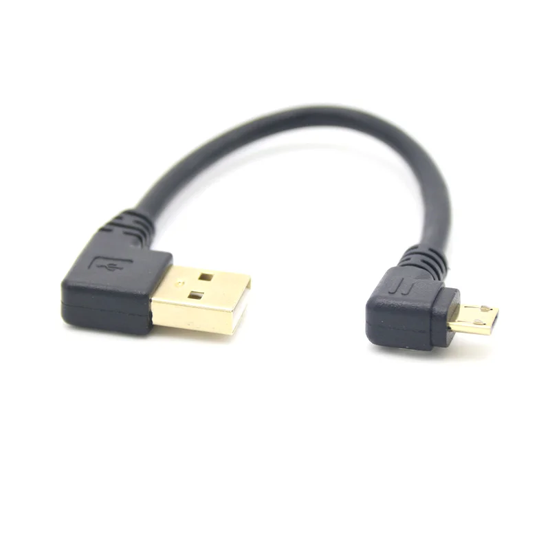 short 14cm 90 Degree Left Right Angle Micro USB to Left Angled USB Tpye A Male 90 Degree Cable Data Charge Cord For Mobile Phone