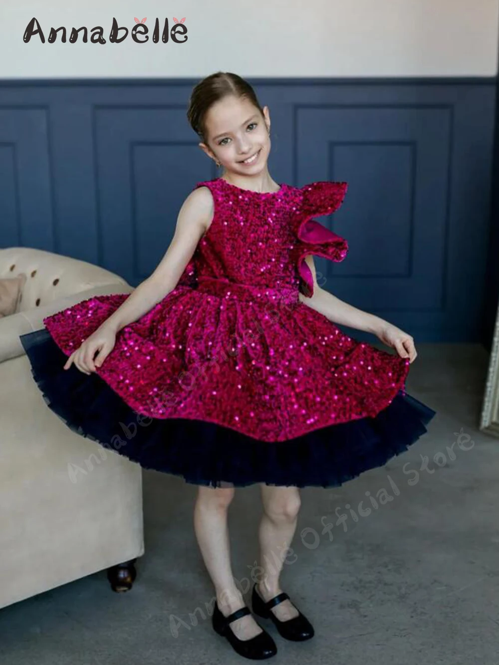 Annabelle Dress for Girl senza maniche Kids Birthday Party Gown o-neck Flower Girl Dresses for Kids Girls