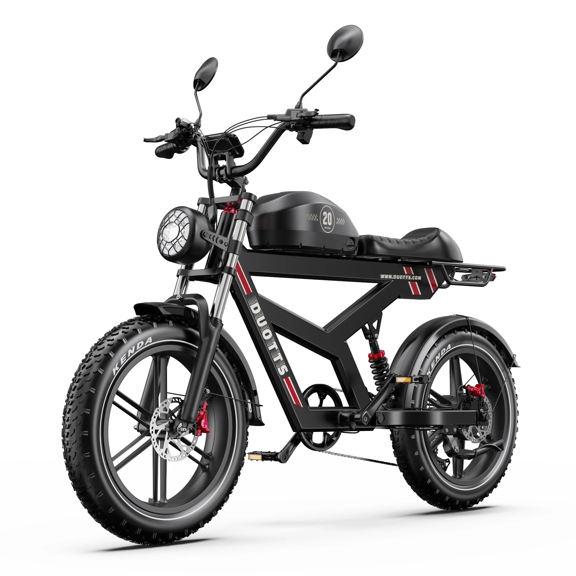 DUOTTS F20 E-Bike 1000W Spitzenleistung 52V27AH Lithium-Akku Hydraulische Bremse Elektrofahrrad 20*4 Zoll Offroad-Reifen App-Unterstütztes Smart LCD-Display, Erwachsenen-Allterrain-Mountainbike