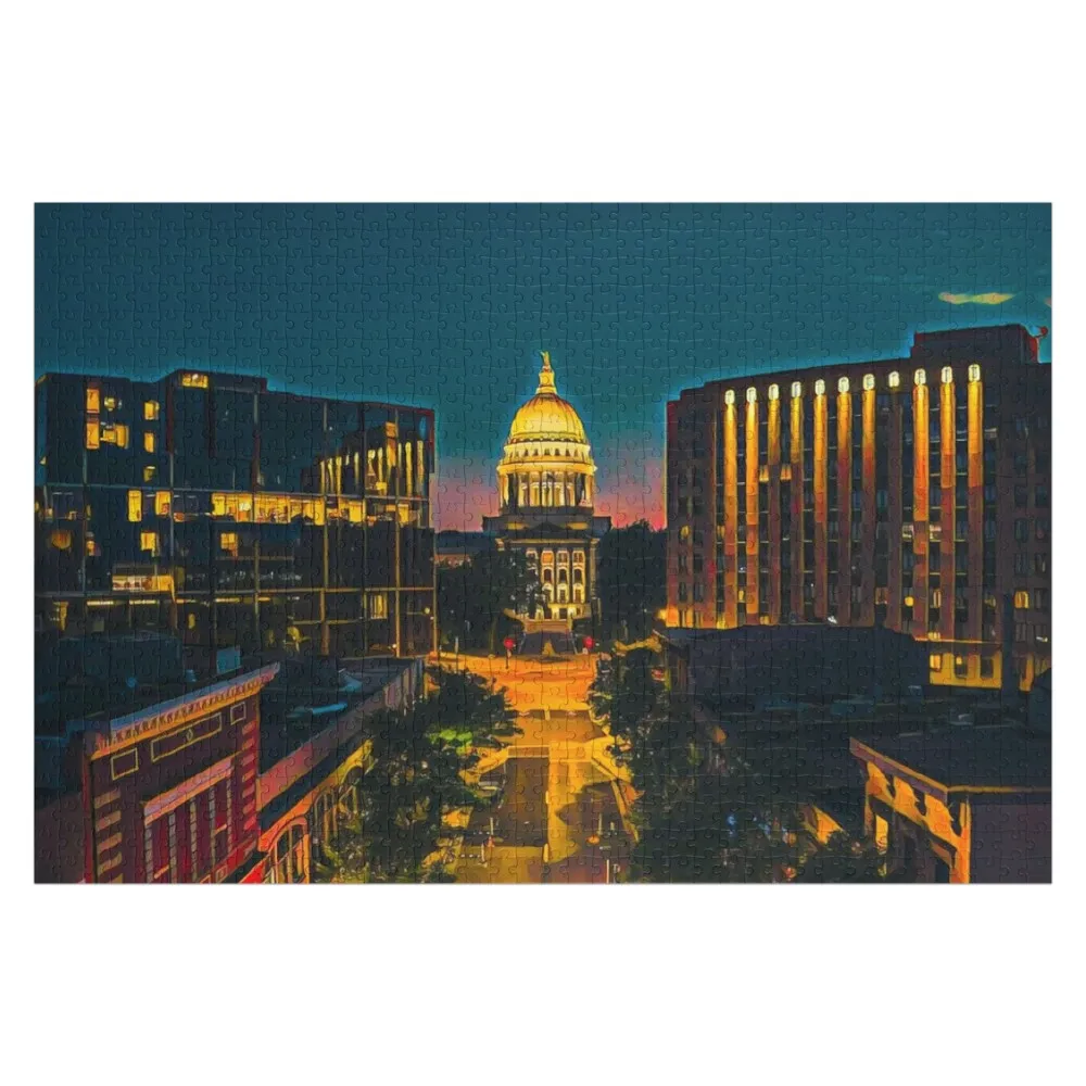 

Madison Wisconsin by Night Jigsaw Puzzle Baby Toy Jigsaw Custom Woods For Adults Puzzle