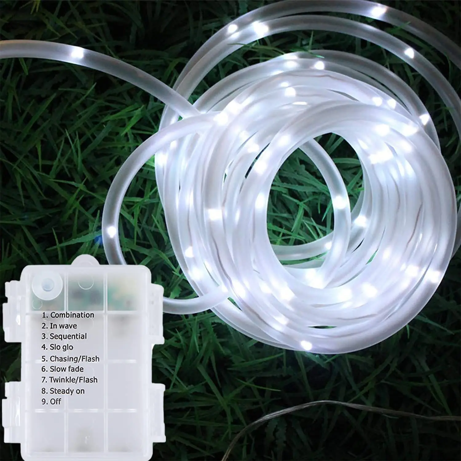 Corde lumineuse à 200led 22m, fonctionnement à piles, tube lumineux féerique étanche pour l'extérieur et l'intérieur, télécommande avec minuterie, décoration d'arbre