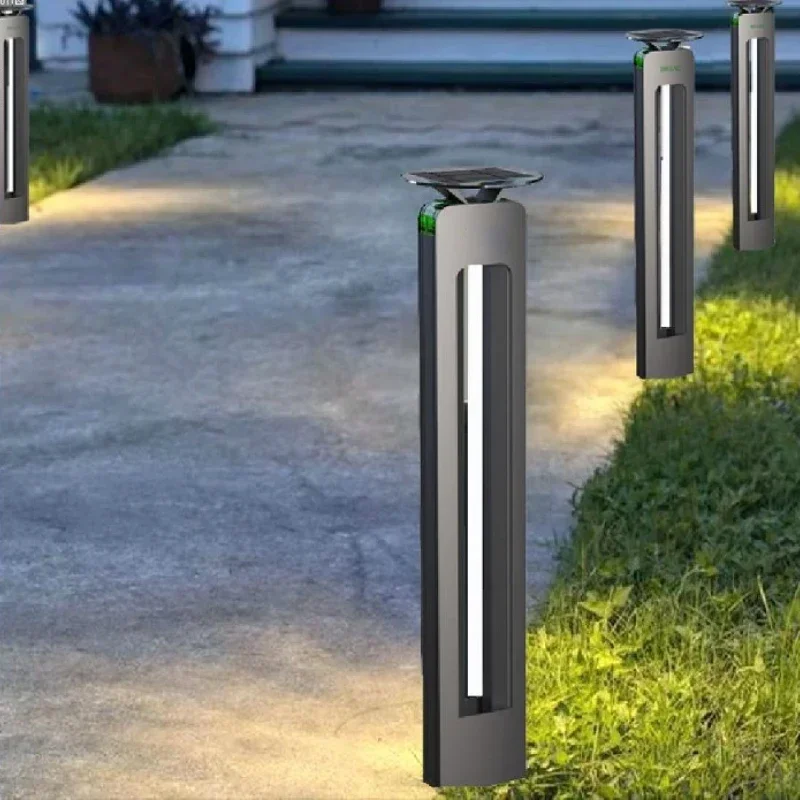 Aluminum alloy never fade solar bollard led lighting lamp for garden walkway lawn use