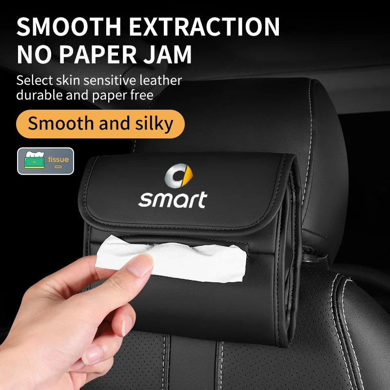 Car Tissue Storage Box Holder Backrest Towel Hanging Tissue Case For Smart Fortwo 451 450 453 Forfour EQ Cabrio Crossblade ROADS