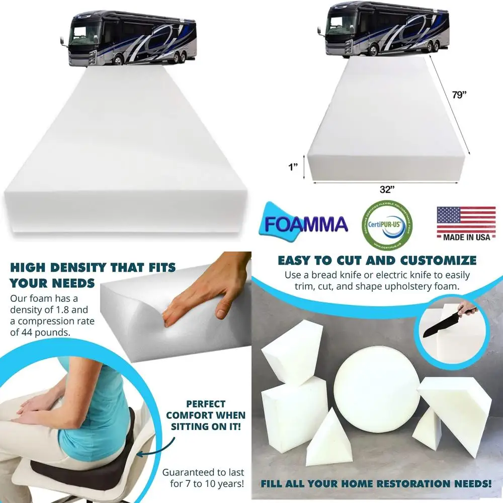 

Наматрасник из пеноматериала высокой плотности для грузовиков, кемперов и автофургонов — замена 1 x 32 x 79, удобные путешествия, сделано в США