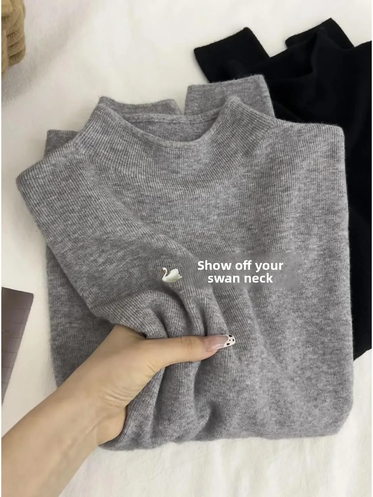 

Soft Knitted f High Ne Fufu Base irt Women's Slim Fit Inner Wear Autumn Winter Outfit Commute Sle Long Sve Top