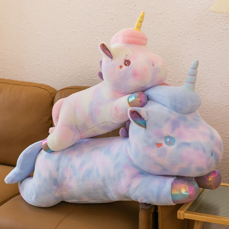 60-100cm Kawaii Unicorn Plush Long Pillow Toys Cute Animals Colorful Horse Throw Pillow Cushion Soft Doll Home Bed Room Decor