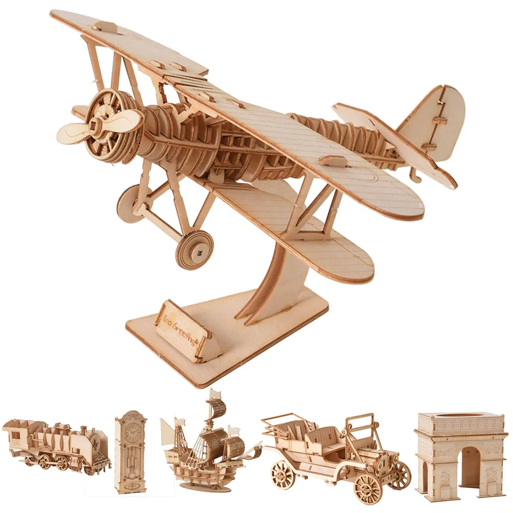 

3D парусник самолет деревянная головоломка сборная модель головоломки DIY ремесла строительный комплект игрушки на день рождения рождественские подарки украшение дома