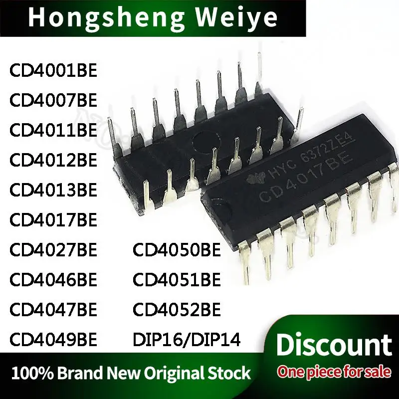 10Pcs CD4017BE 4001 4007 4011 4012 4013 4017 4027 4046 4047 4049 4050 4051 4052 DIP16 DIP14 IC Chip