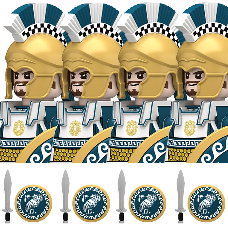 Militärische Bausteine: Griechische Serie Schwerer Infanterie-Soldatenfiguren – Athene, Korinth, Spartanische Hopliten, Legionstruppen-Spielzeug