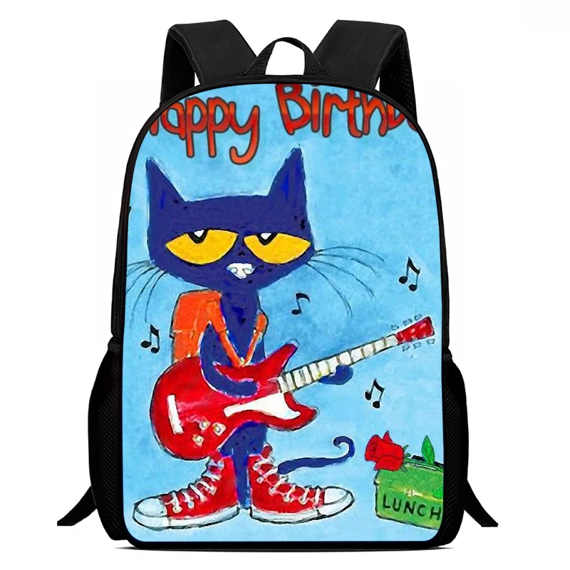 子供用漫画スクールバッグ-p-pete-the-cat-プリント子供用バックパック、ティーン学生向け大容量ブックバッグ、男の子、女の子用バッグ