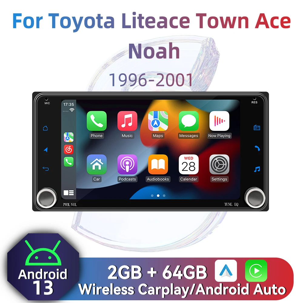 

2Din Android Radio Car Multimedia for Toyota Liteace Townace Town Ace Noah 1996-2001 7" Screen Wireless Carplay Autoradio Stereo