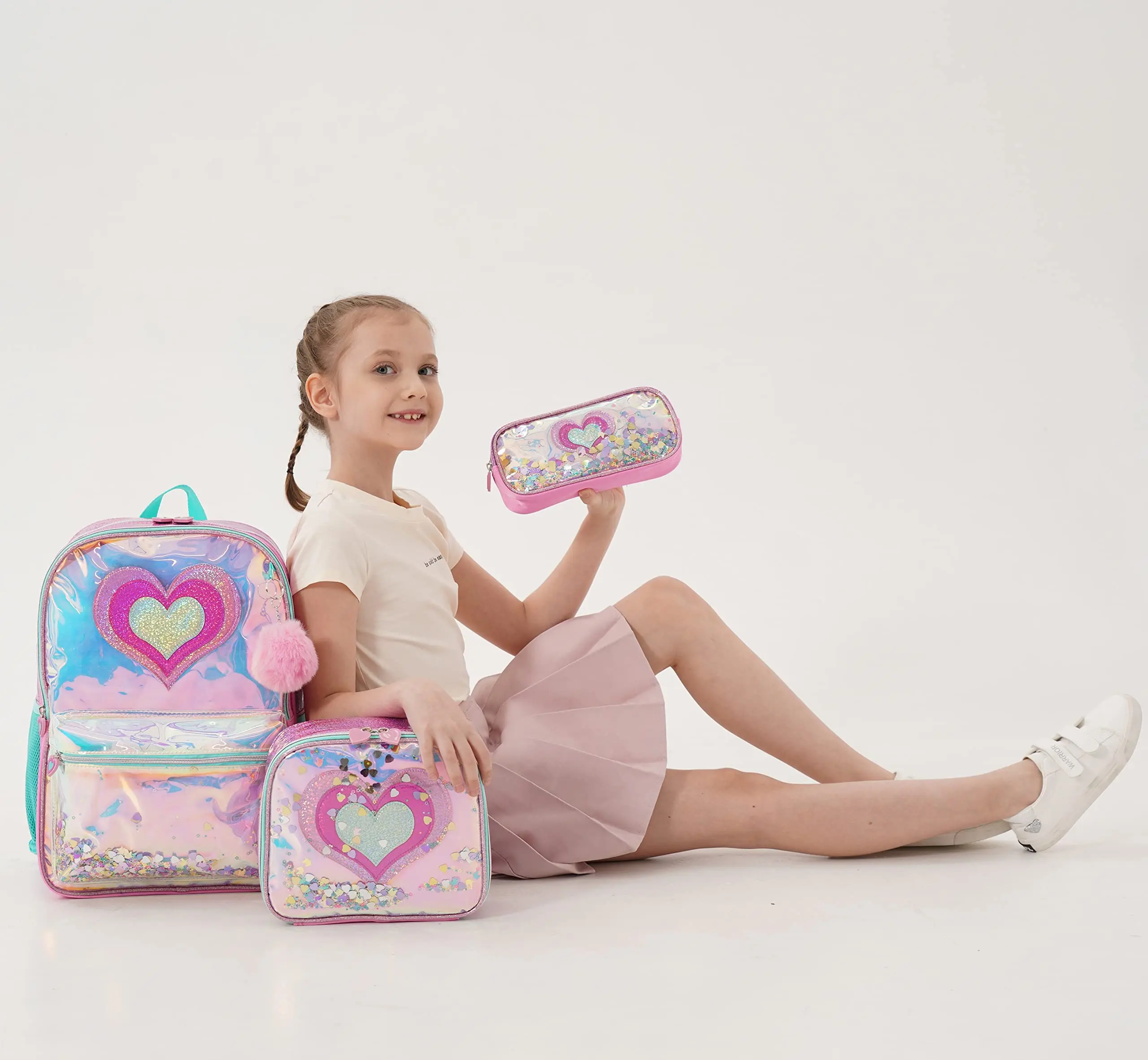 Backpack for Girls Backpacks for Elementary Student with Lunch Box Pencil Case 3 in 1 Bookbag for Girls for School