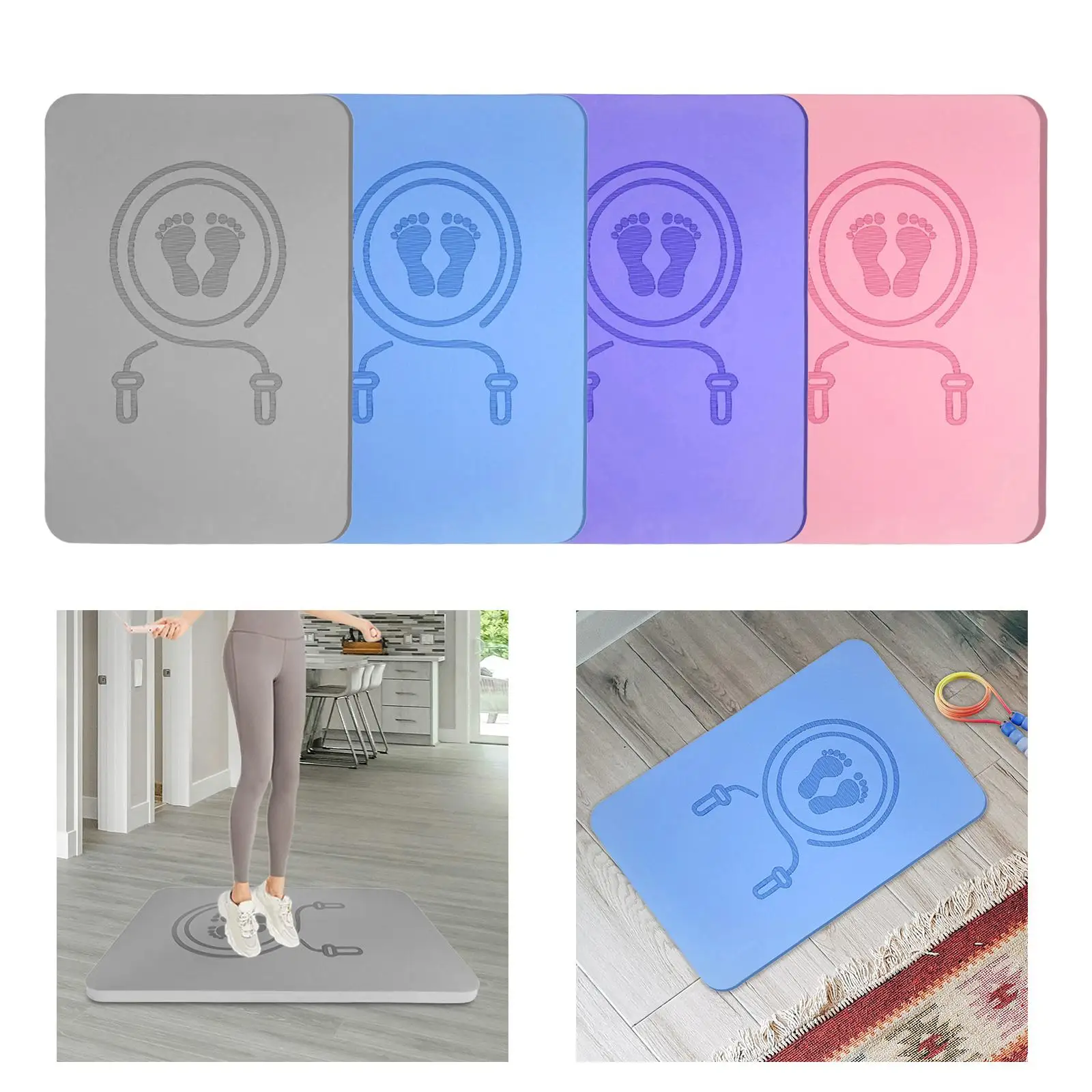 Jump Rope Mat 2cm Thick Floor Protection Noise Reduction Home Gym Non Slip Skipping Mat Shock Absorption Indoor Slow Jogging Pad