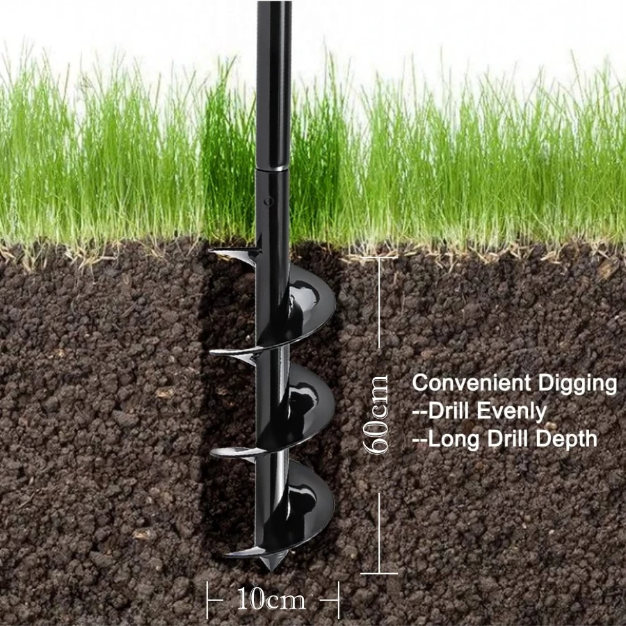 3 Sizes Hand Post Hole Digger Earth Garden Auger Drill with Gloves Spiral Drill Planter Bit for Planting Trees, Seedlings