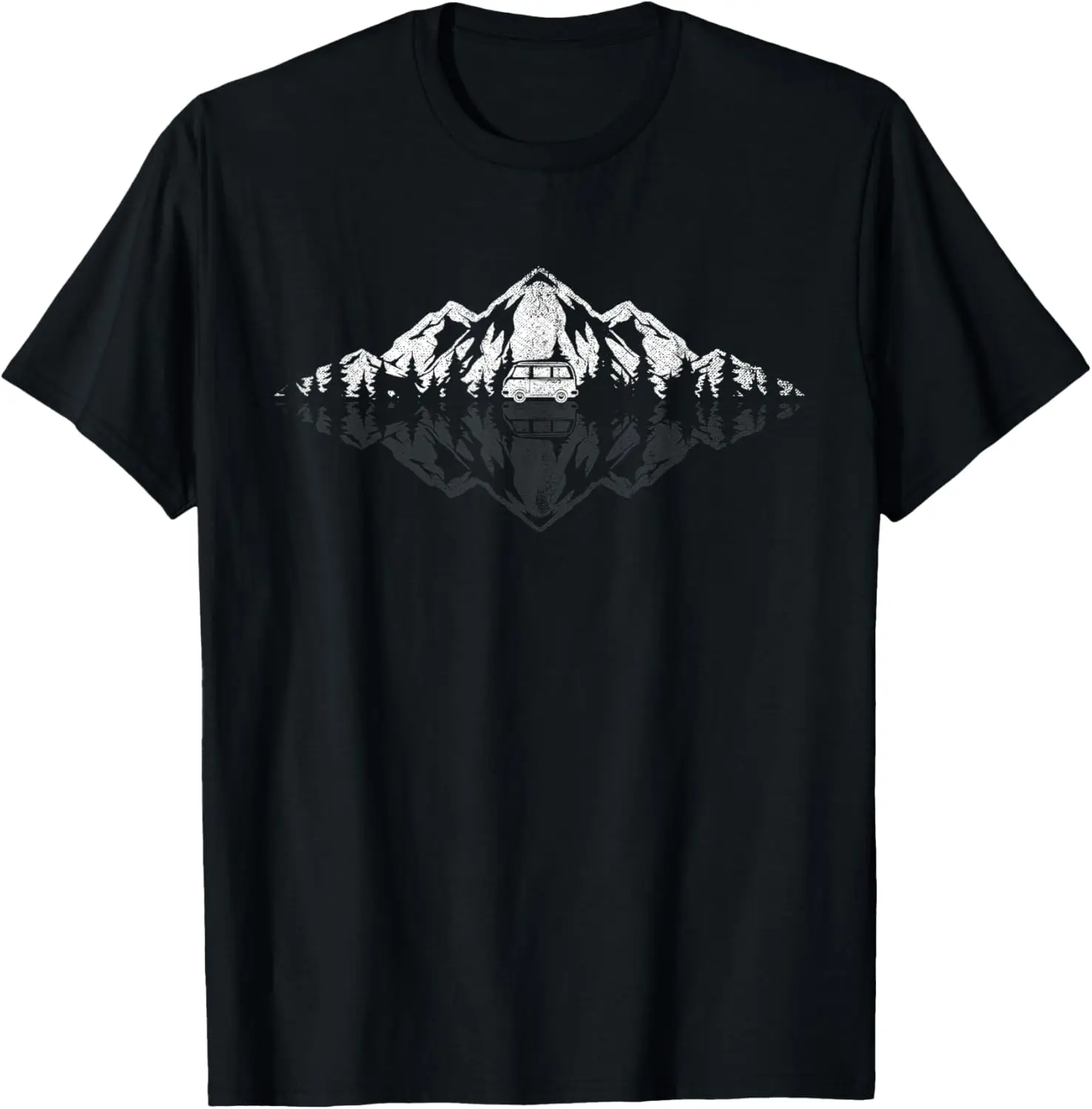 Wildlife Nature Hiking Hiker Mountain Reflection Forest T-Shirt 100% Cotton Trendy Y2K Short-Sleeve Tee – Soft, Quick-Drying, & Moisture-Wicking; Ideal for Sports or Casual Wear; Great Gift for Christmas or Halloween.