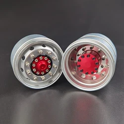 2PCS 1:14 Scale Front/rear Aluminum Alloy Beadlock Wheels Hub Parts for Tamiya RC Truck Tipper SCANIA 770S VOLVO BENZ ACTROS MAN