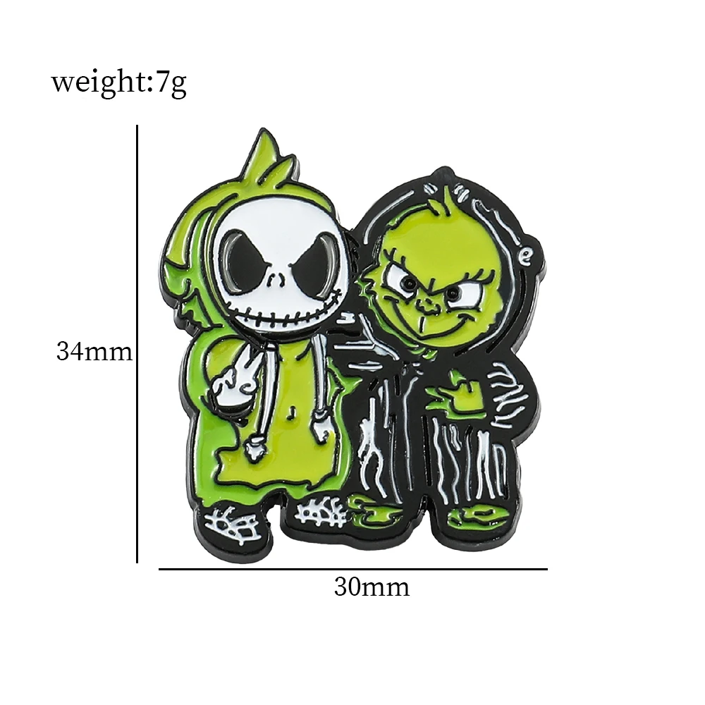 5 Pcs Anime Skeleton Jack Sally Brooch Cartoon The Nightmare Before Christmas Enamel Pin Fashion Metal Badge Jewelry Backpack Cl