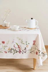 Pastoral Light Luxury Ins Hand-Painted Tablecloth Nordic Flower Plant Waterproof Oil-Proof Tablecloth