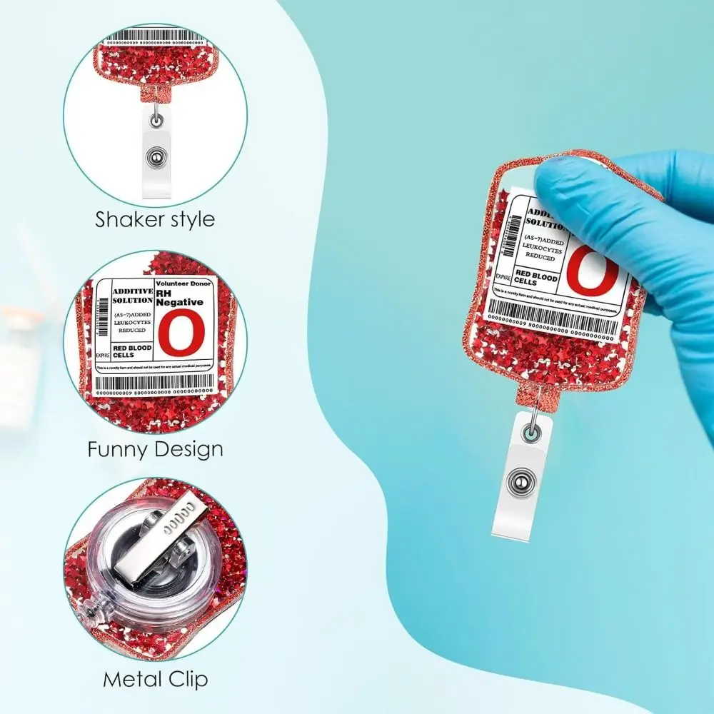 NEW Glitter ID Badge Reels Lanyard Retractable Name Tag Holder Blood Bag Nursing ID Badge Holder Graduation