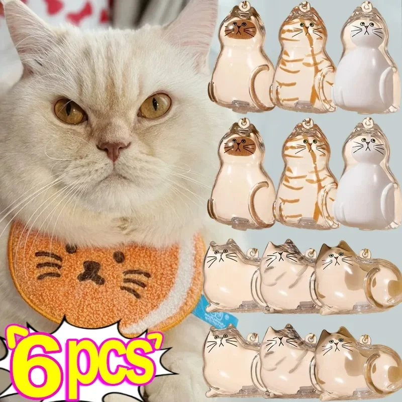 1/6 قطعة الاكريليك القط الشعر سلسلة مفاتيح تذكارية شفافة الحيوانات الأليفة الفراء صندوق تخزين تذكار قلادة هدية للحيوان معلقة الديكور #2